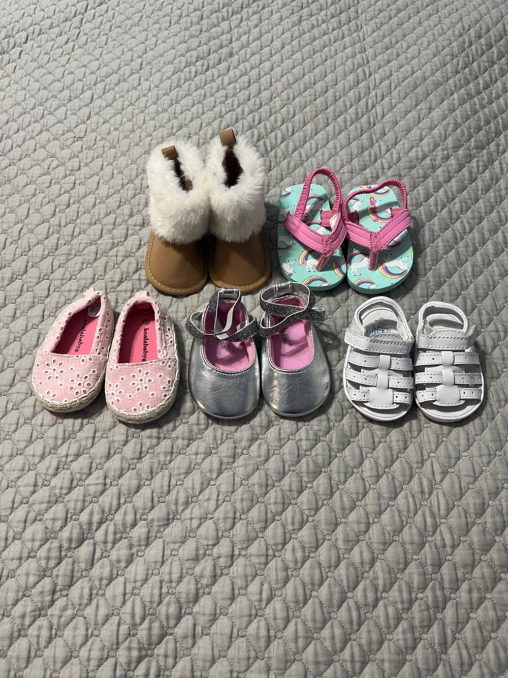 Assorted Kids Shoes Pack - Pink, Silver, White, Tan